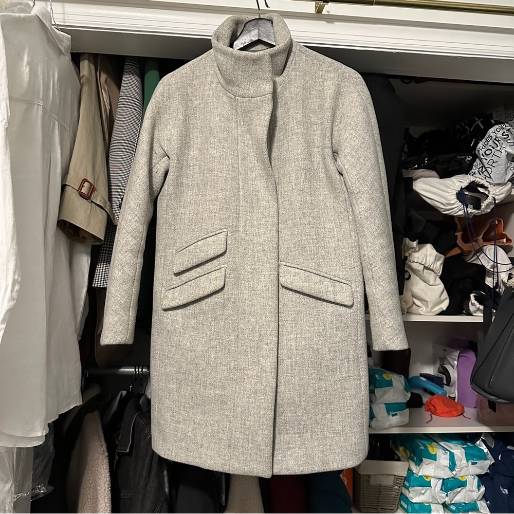 J. Crew Cocoon Italian Stadium Cloth Grey Coat Size 0P